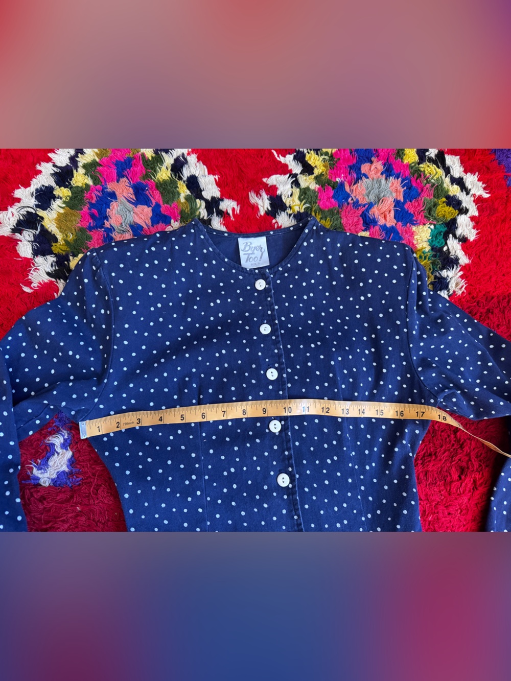 80s Vintage Byer Too Western Denim Dress Sz Sm - Picture 5 of 8